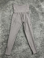 Beyond The Bump By Beyond Yoga Maternity Leggings Gray Spacedye Pockets Sz XS