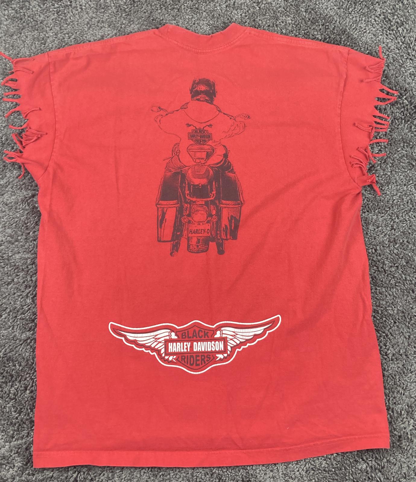 Pro Super Heavy Harley-Davidson Black Riders Red Fringe Sleeve Graphic Tee XL