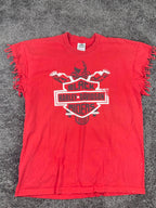 Pro Super Heavy Harley-Davidson Black Riders Red Fringe Sleeve Graphic Tee XL