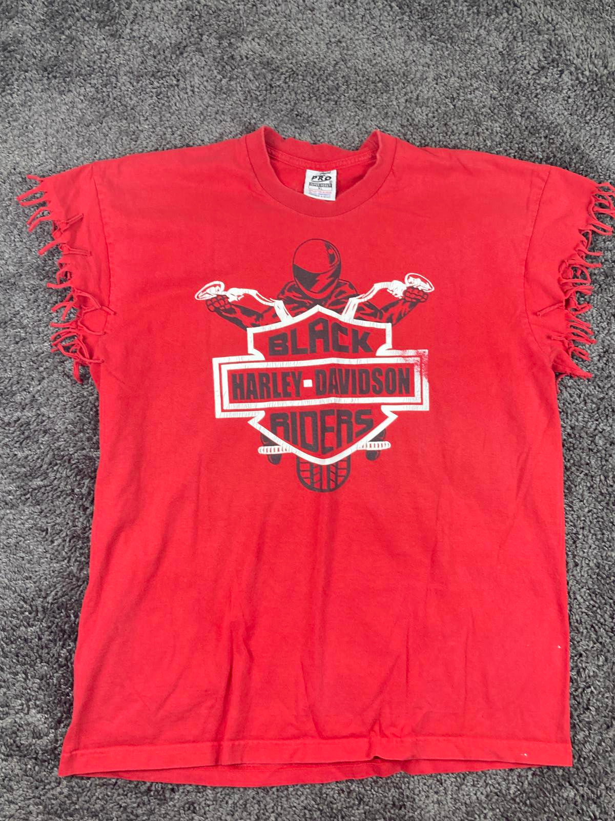 Pro Super Heavy Harley-Davidson Black Riders Red Fringe Sleeve Graphic Tee XL