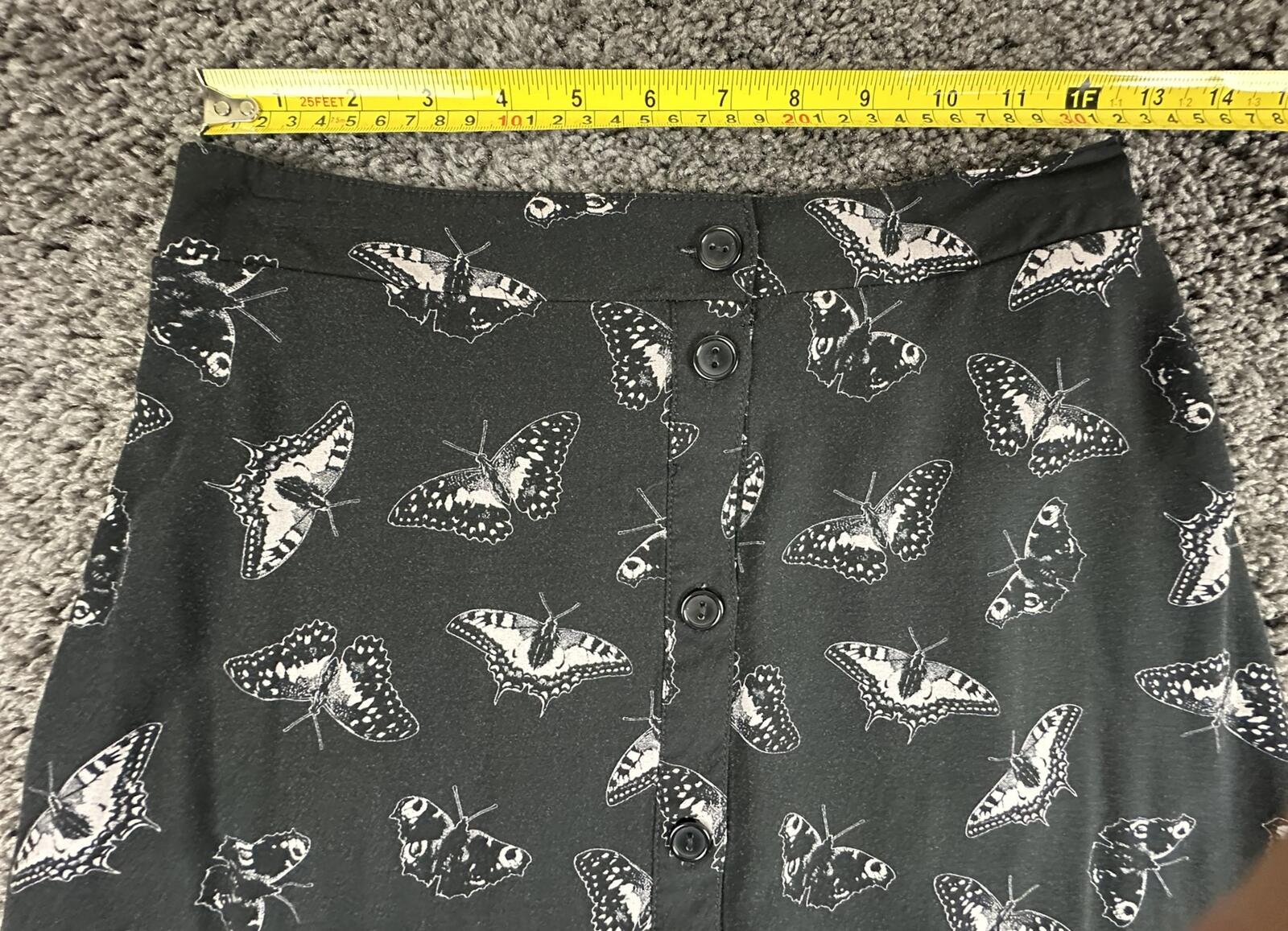 Cosmic Aura Hot Topic Dark Moth Butterfly Maxi Skirt Gothic Pockets Sz Small