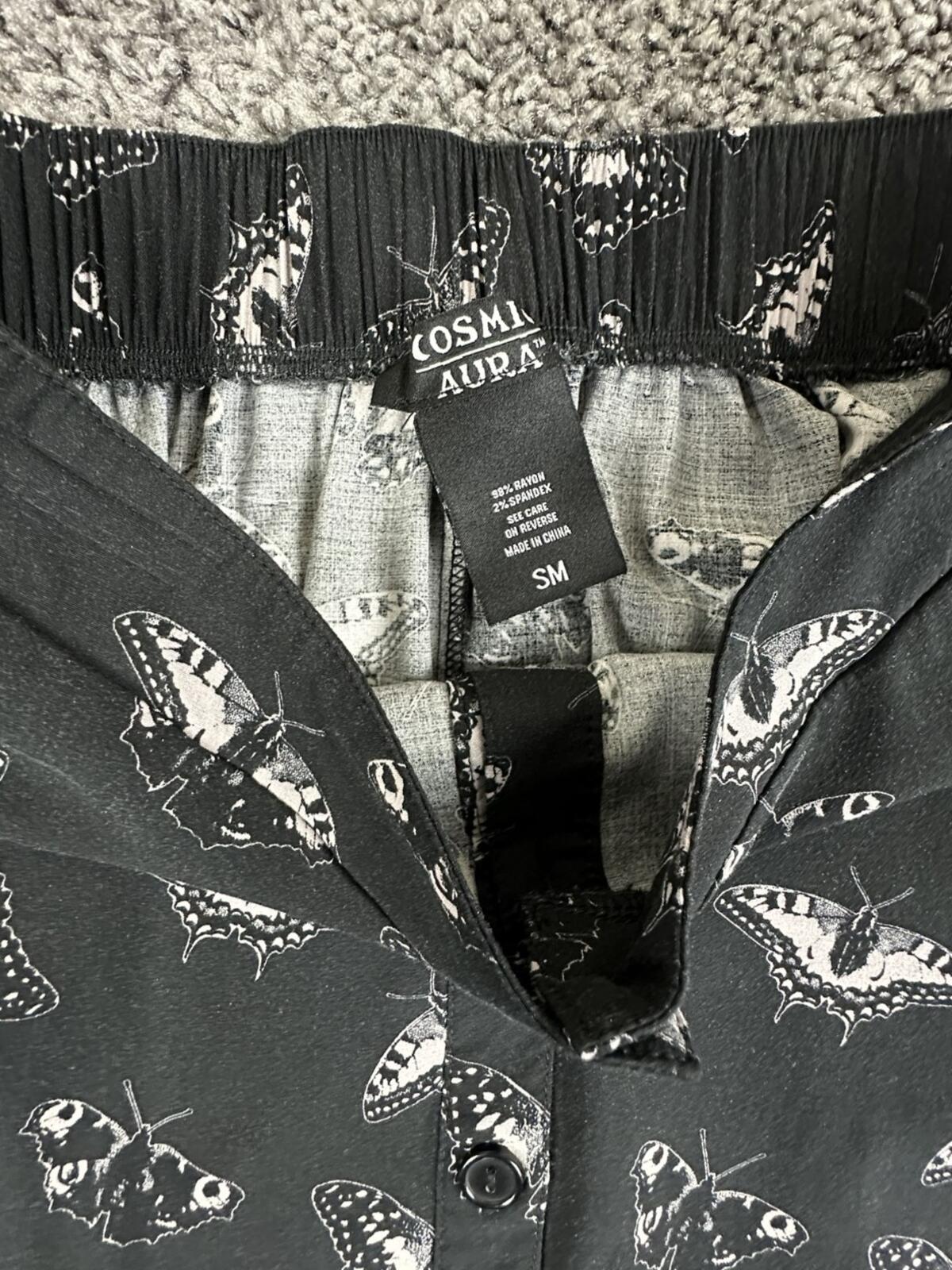 Cosmic Aura Hot Topic Dark Moth Butterfly Maxi Skirt Gothic Pockets Sz Small