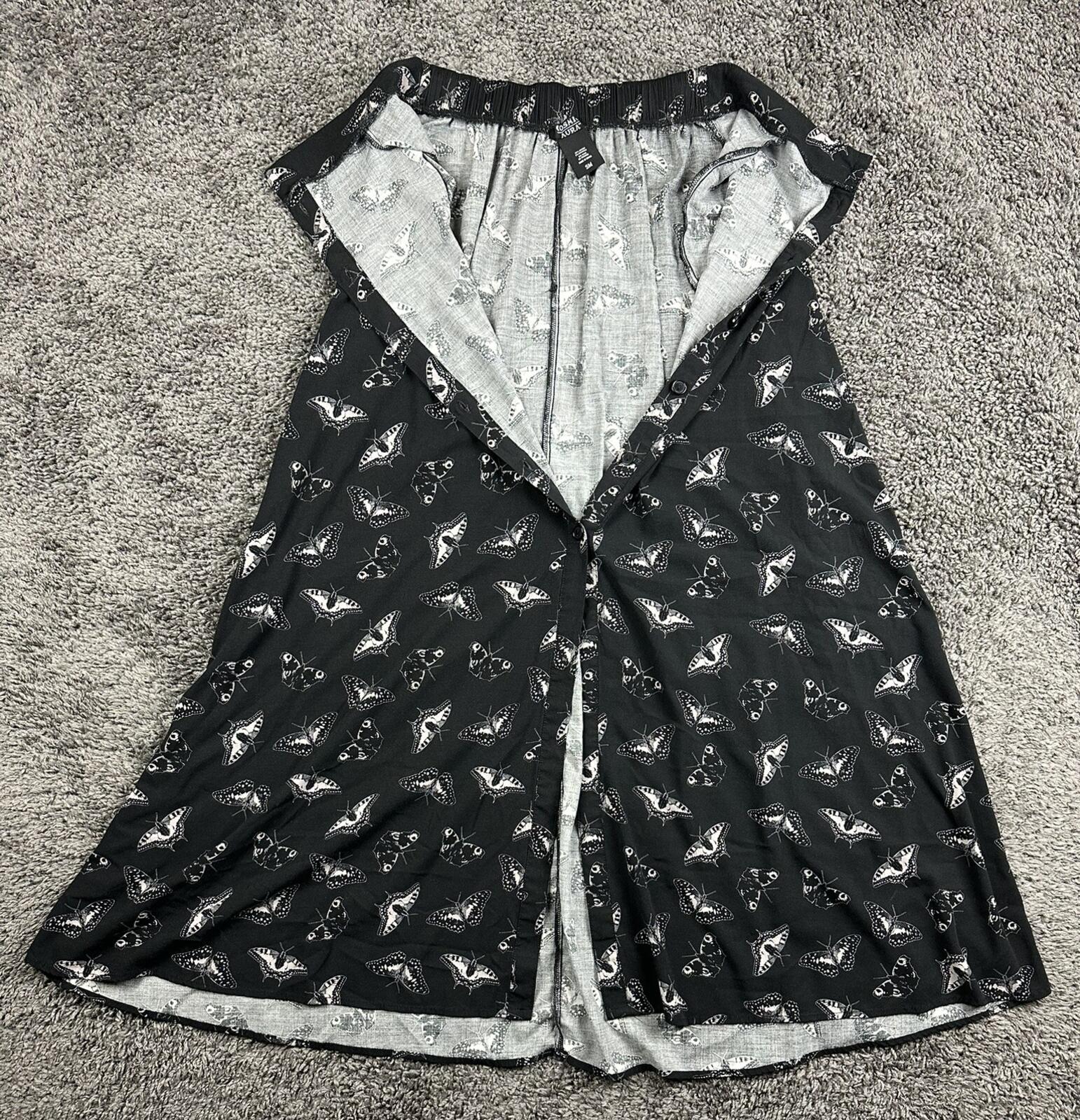 Cosmic Aura Hot Topic Dark Moth Butterfly Maxi Skirt Gothic Pockets Sz Small