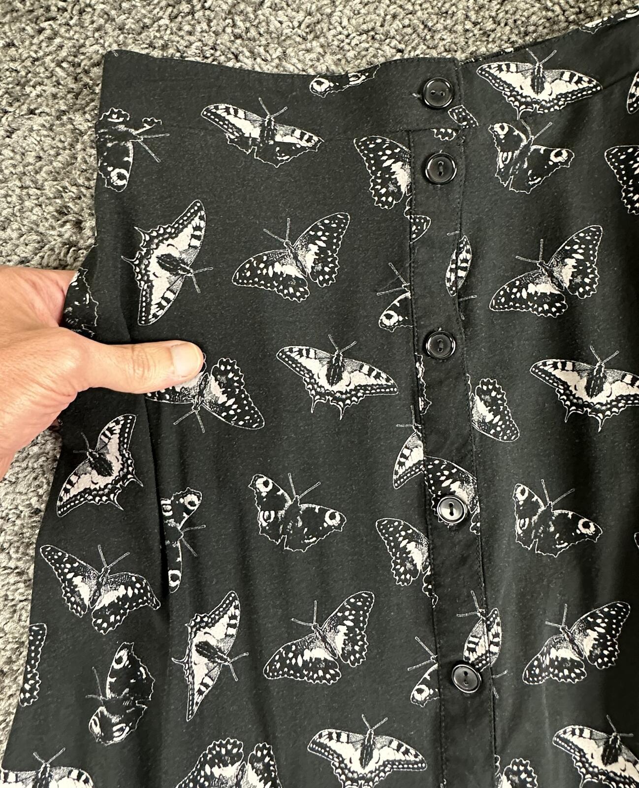 Cosmic Aura Hot Topic Dark Moth Butterfly Maxi Skirt Gothic Pockets Sz Small