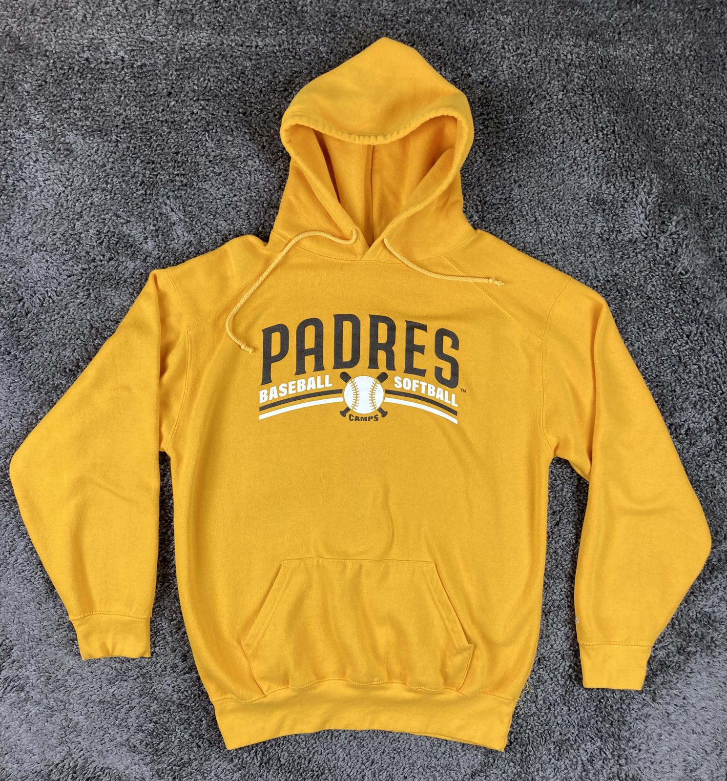 Badger Sport San Diego Padres Baseball Softball Camps Hoodie Gold Yellow Mens Lg