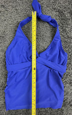 Athleta Tara Halter Tankini Swim Top Blue Underwire Twist Front Swimsuit 36 D/DD