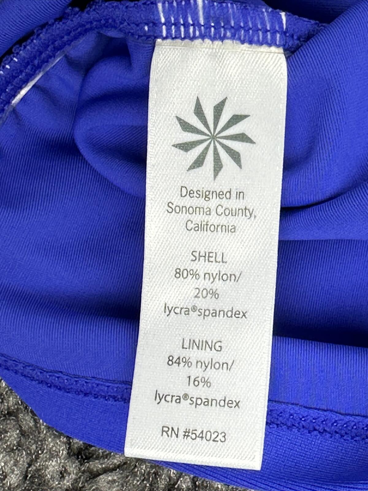 Athleta Tara Halter Tankini Swim Top Blue Underwire Twist Front Swimsuit 36 D/DD
