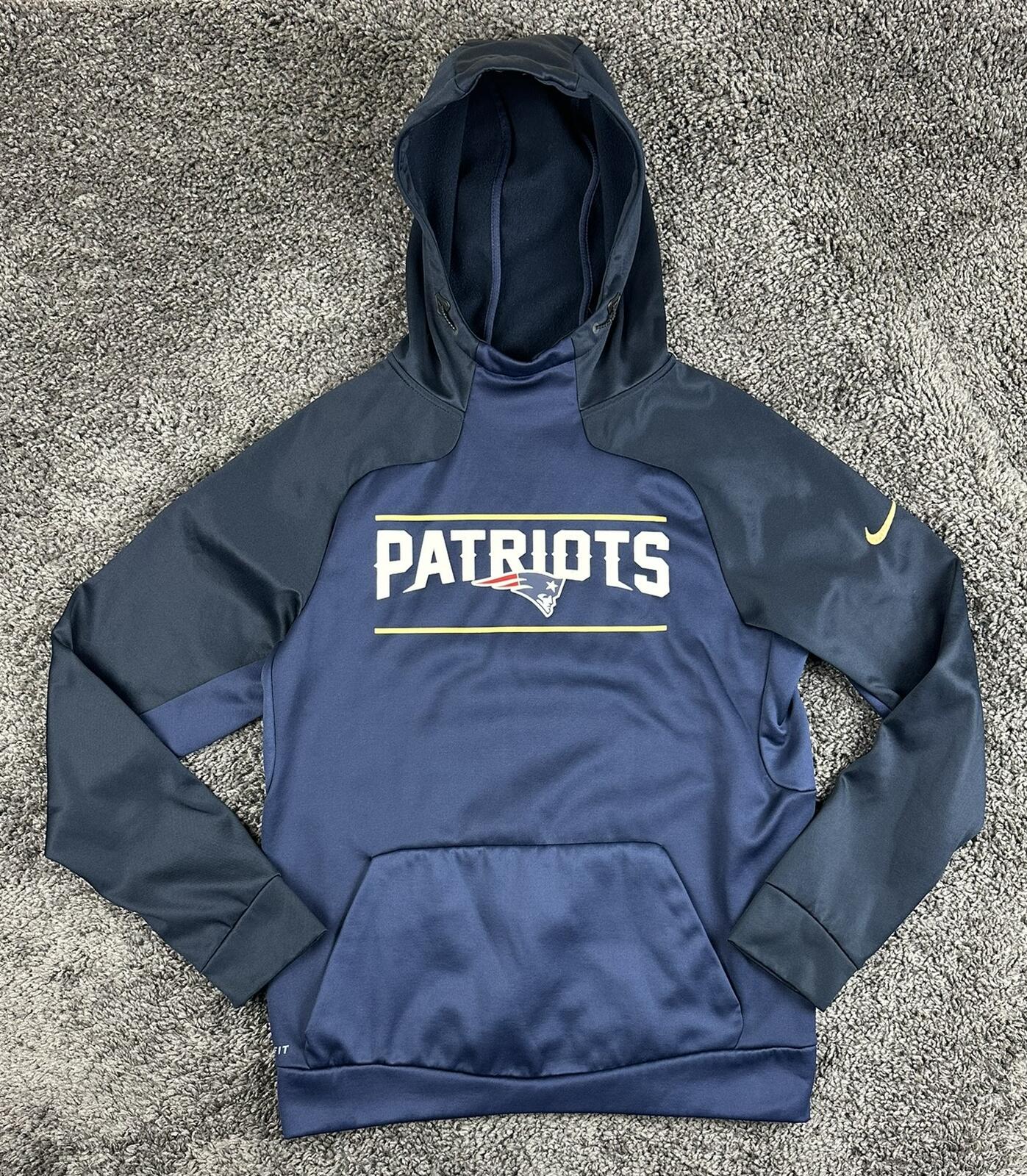 Nike New England Patriots Therma-FIT Hoodie Sweatshirt NFL Men's Navy Blue Small