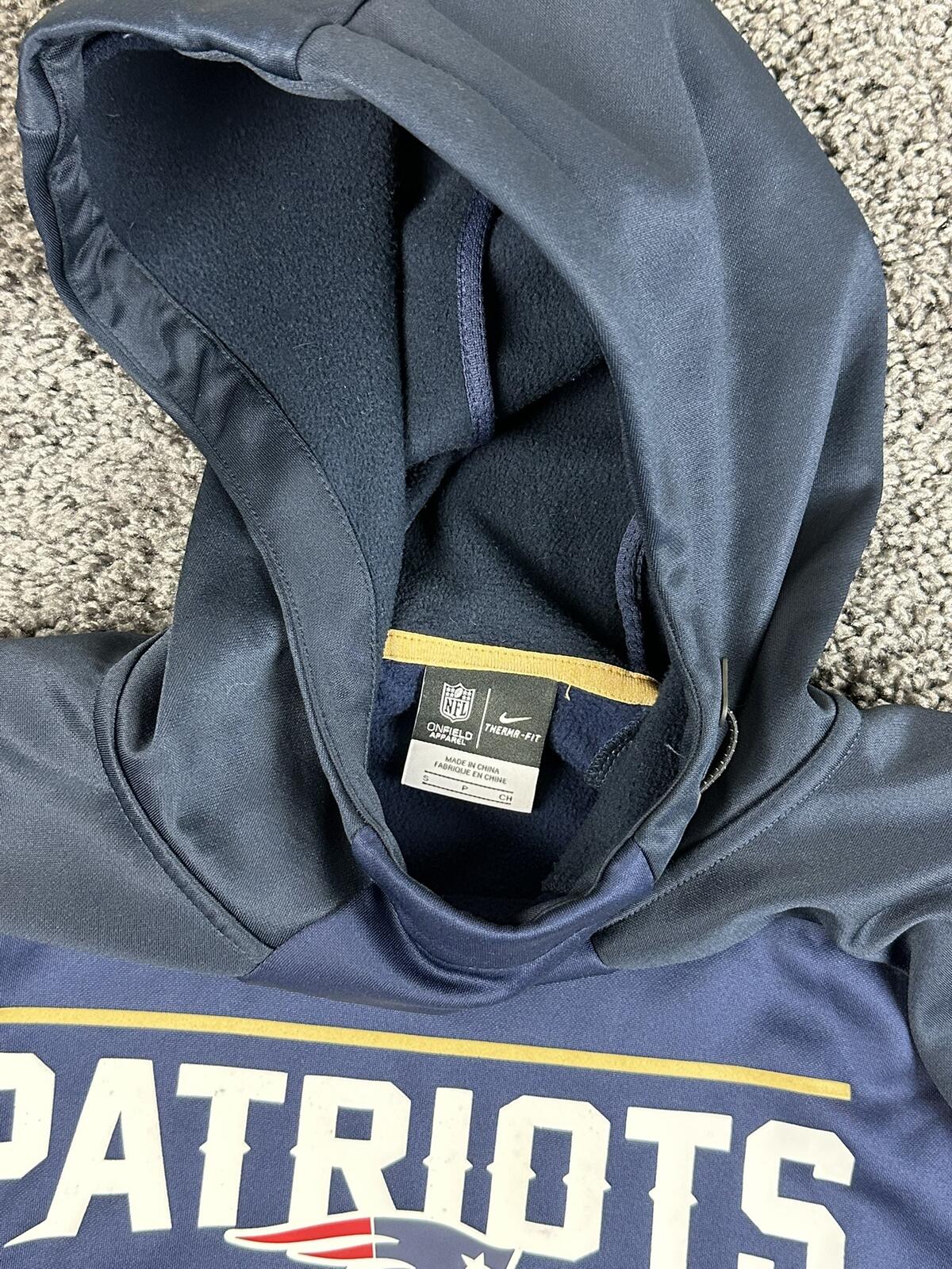 Nike New England Patriots Therma-FIT Hoodie Sweatshirt NFL Men's Navy Blue Small
