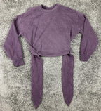 Athleta Yoga Tie Back Sweatshirt Agate Purple Nirvana Pullover Open Back Sz XS