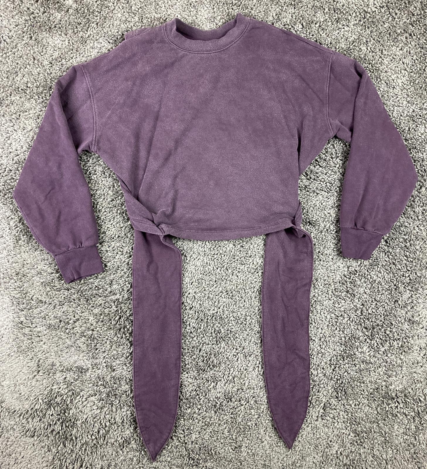 Athleta Yoga Tie Back Sweatshirt Agate Purple Nirvana Pullover Open Back Sz XS