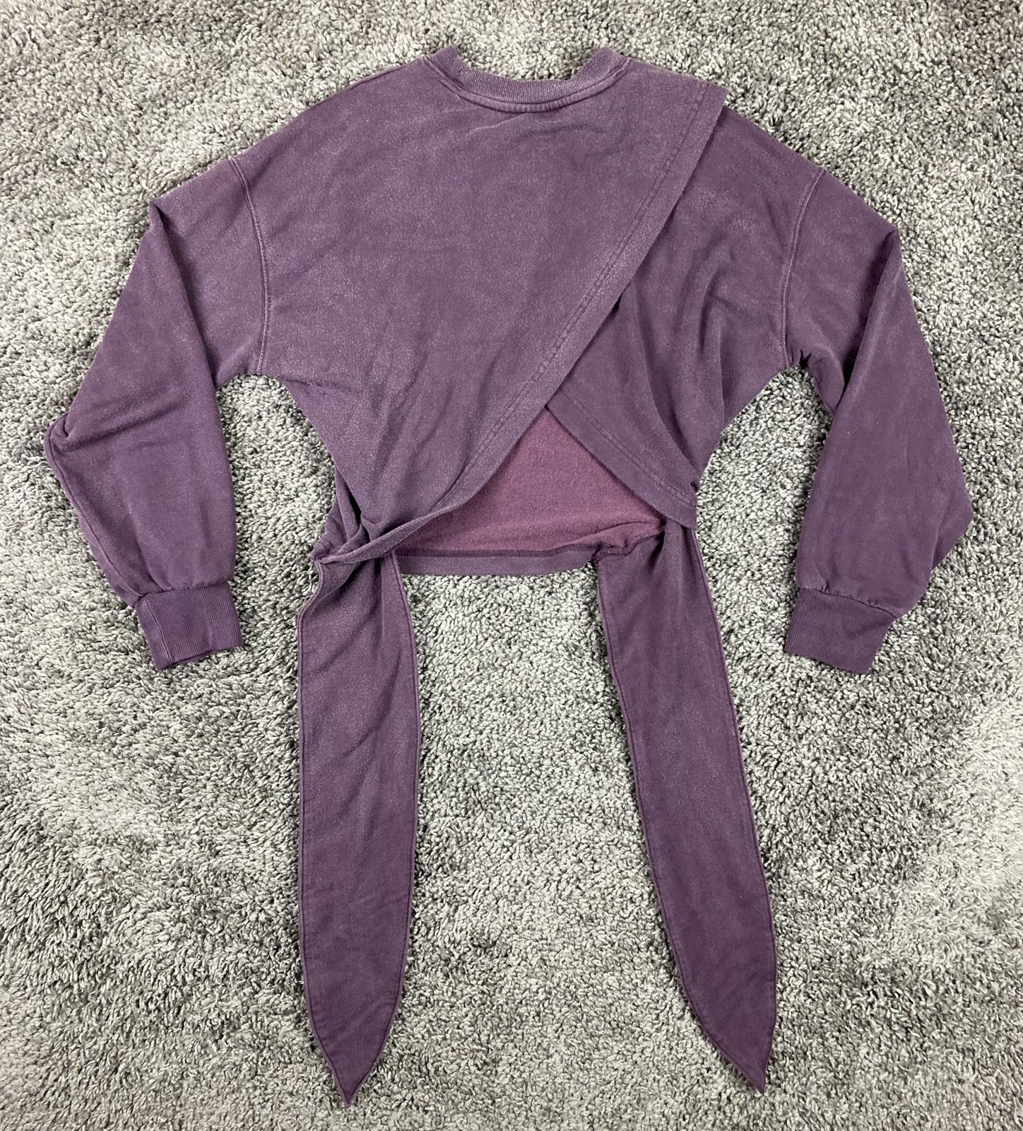 Athleta Yoga Tie Back Sweatshirt Agate Purple Nirvana Pullover Open Back Sz XS