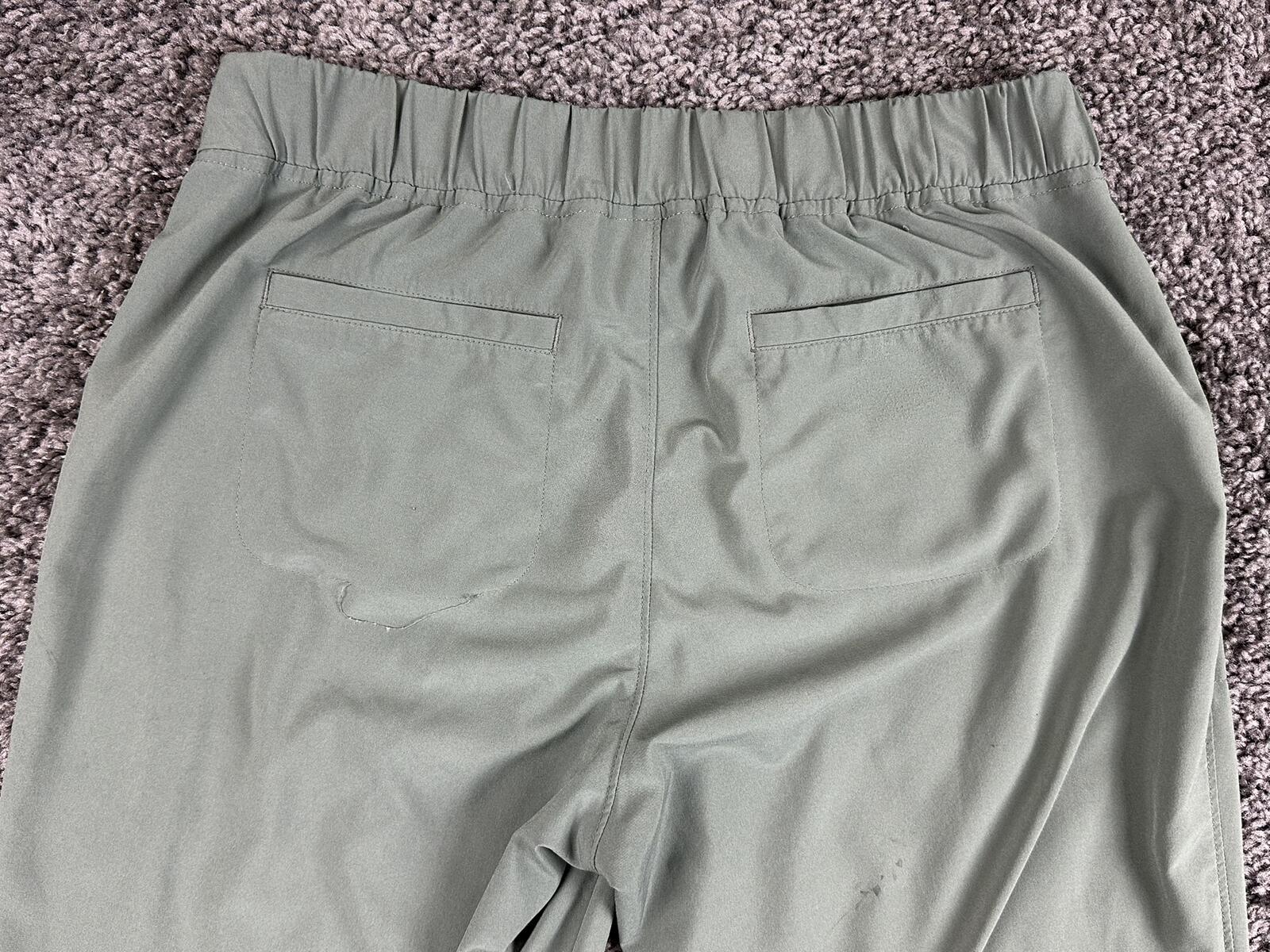 Athleta Aspire Ankle Green Ruched Stretch Jogger Pant Zip Pockets Womens Size 4