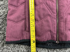 prAna Calla Wool Hooded Vest Womens Burgundy Quilted Faux Fur Trim Full Zip Sz M