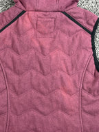 prAna Calla Wool Hooded Vest Womens Burgundy Quilted Faux Fur Trim Full Zip Sz M