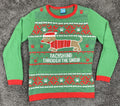 Norther Pole Ugly Christmas Sweater Women's Green Dachshund Through Snow Sz L