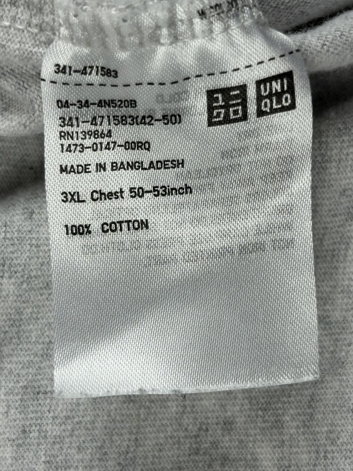 Uniqlo U Crew Neck T Shirt Mens Gray Heavyweight 100% Cotton Short Sleeve Sz 3XL