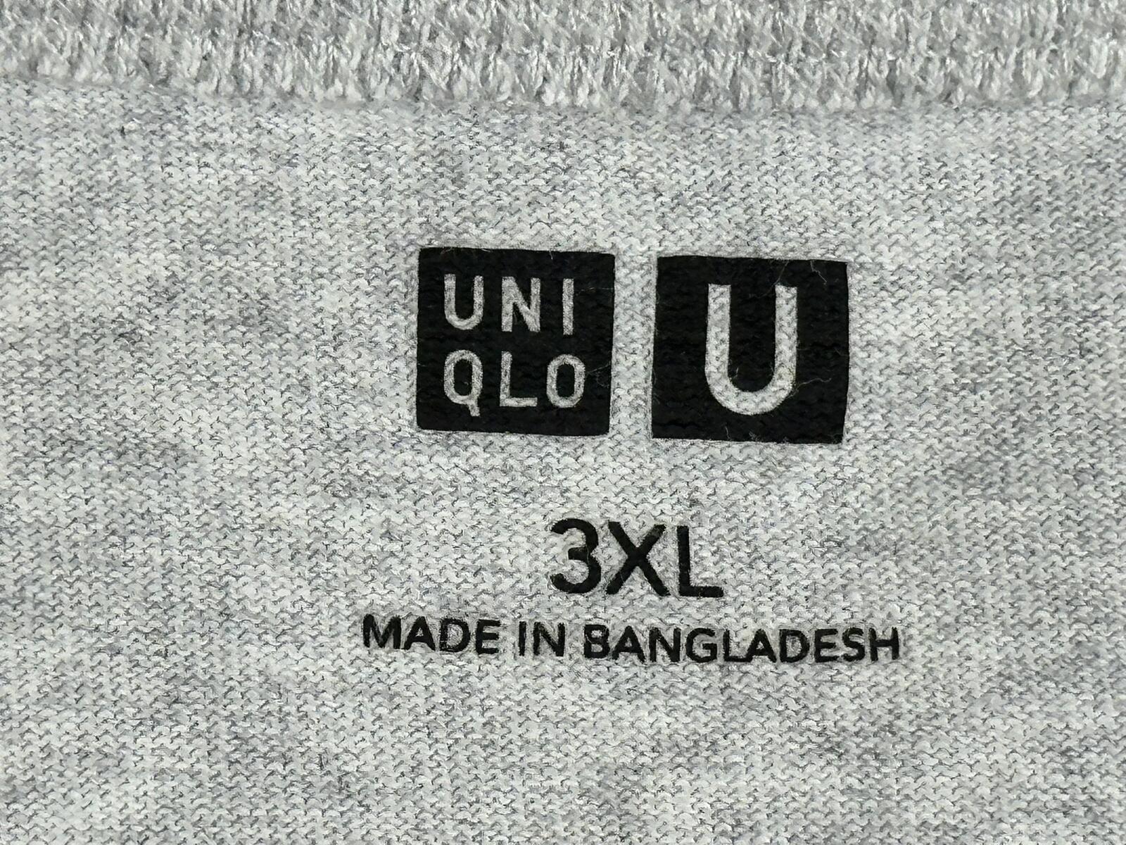 Uniqlo U Crew Neck T Shirt Mens Gray Heavyweight 100% Cotton Short Sleeve Sz 3XL