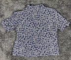 Norton McNaughton Vintage Women’s Shirt Sz L Navy Leaf Print Button Front Top
