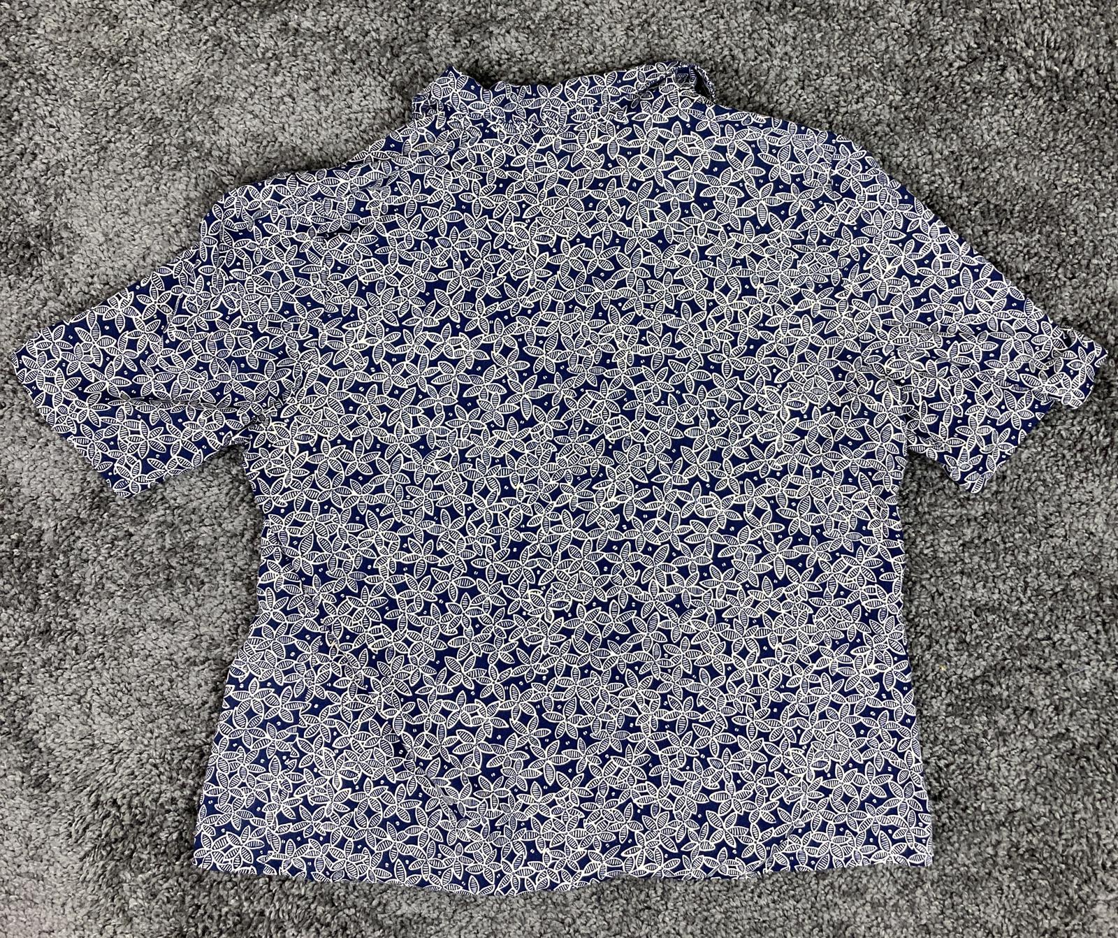 Norton McNaughton Vintage Women’s Shirt Sz L Navy Leaf Print Button Front Top