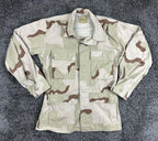 US Military 3 Color Desert Camo BDU Combat Jacket Coat Ripstop XS Short