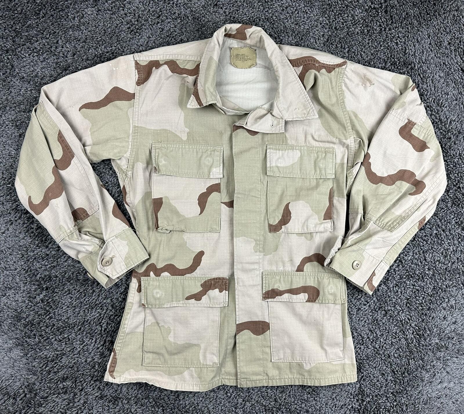 US Military 3 Color Desert Camo BDU Combat Jacket Coat Ripstop XS Short