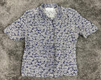 Norton McNaughton Vintage Women’s Shirt Sz L Navy Leaf Print Button Front Top