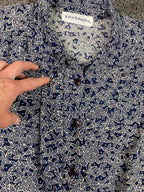 Norton McNaughton Vintage Women’s Shirt Sz L Navy Leaf Print Button Front Top