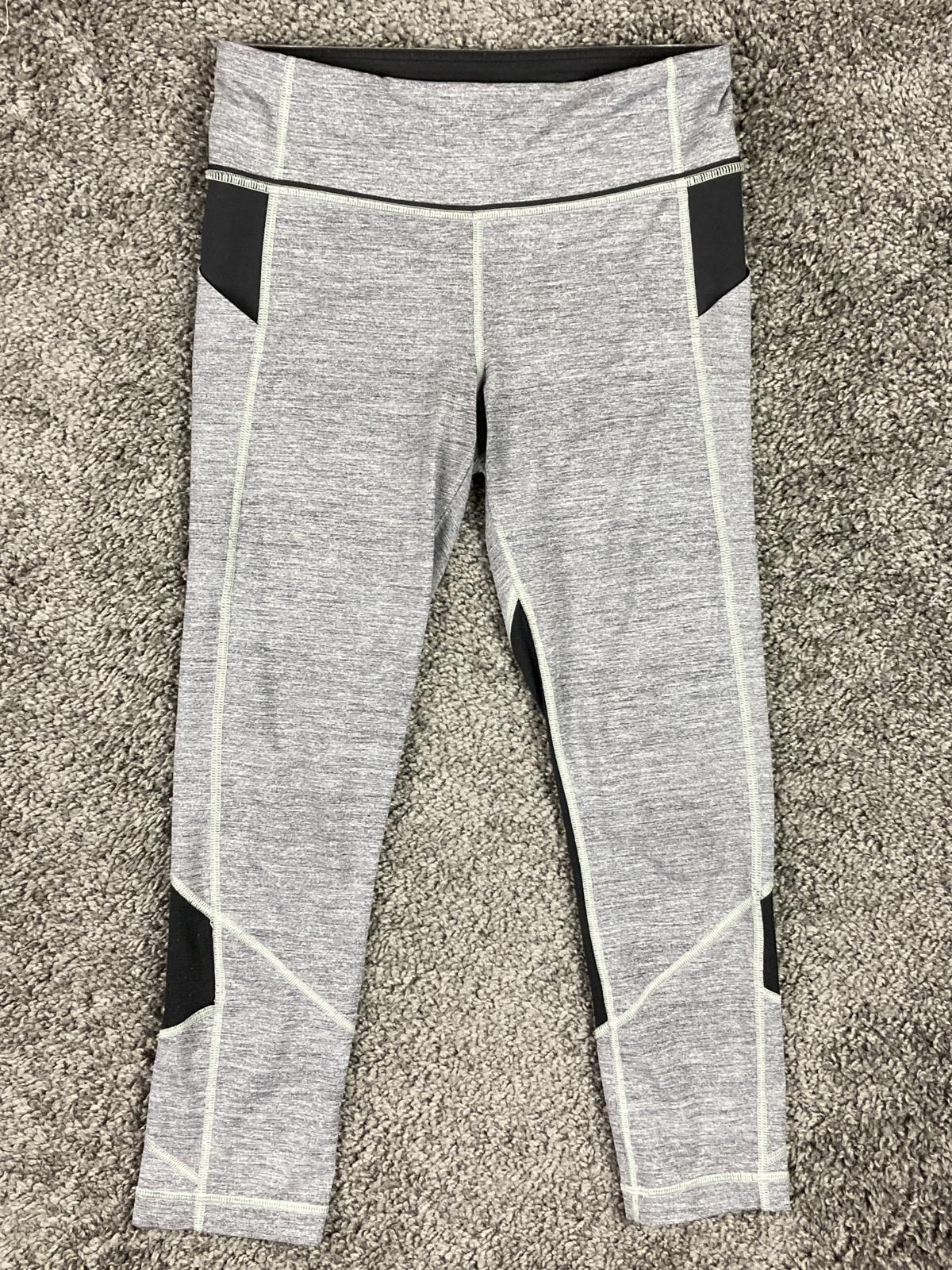 Lululemon Pace Rival Crop 22" Leggings Heathered Black Gray Mesh Pockets Sz 6