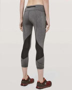 Lululemon Pace Rival Crop 22" Leggings Heathered Black Gray Mesh Pockets Sz 6