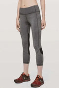 Lululemon Pace Rival Crop 22" Leggings Heathered Black Gray Mesh Pockets Sz 6