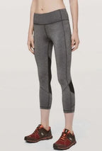 Lululemon Pace Rival Crop 22" Leggings Heathered Black Gray Mesh Pockets Sz 6