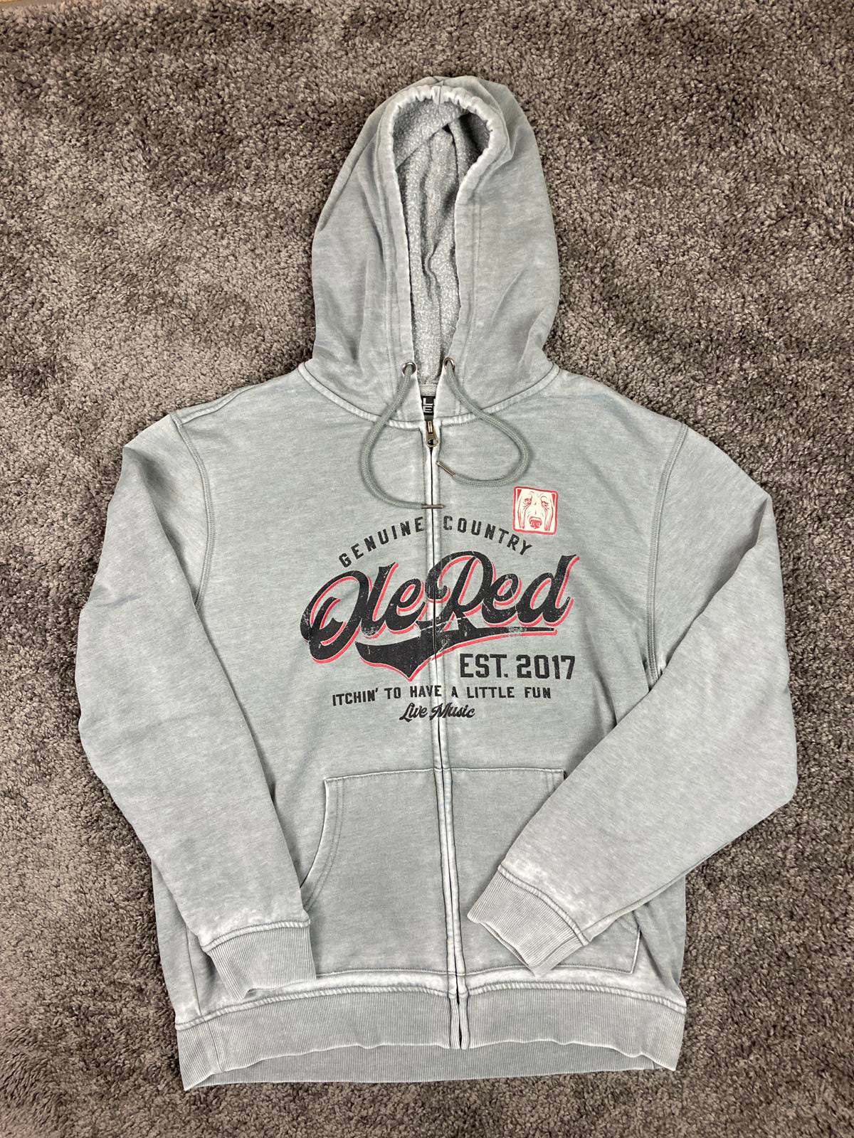 Ole Red Genuine Country Sweatshirt Men's Full Zip Hoodie Gray Graphic Sz Large