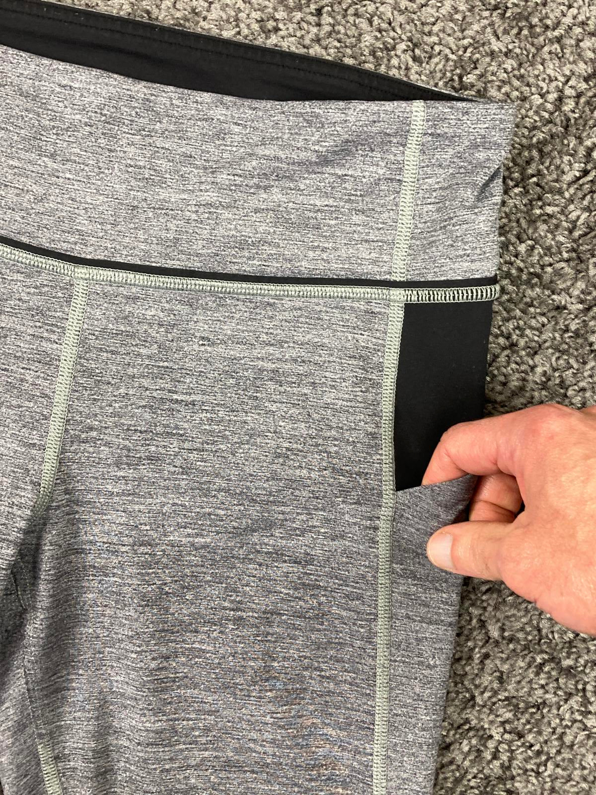 Lululemon Pace Rival Crop 22" Leggings Heathered Black Gray Mesh Pockets Sz 6