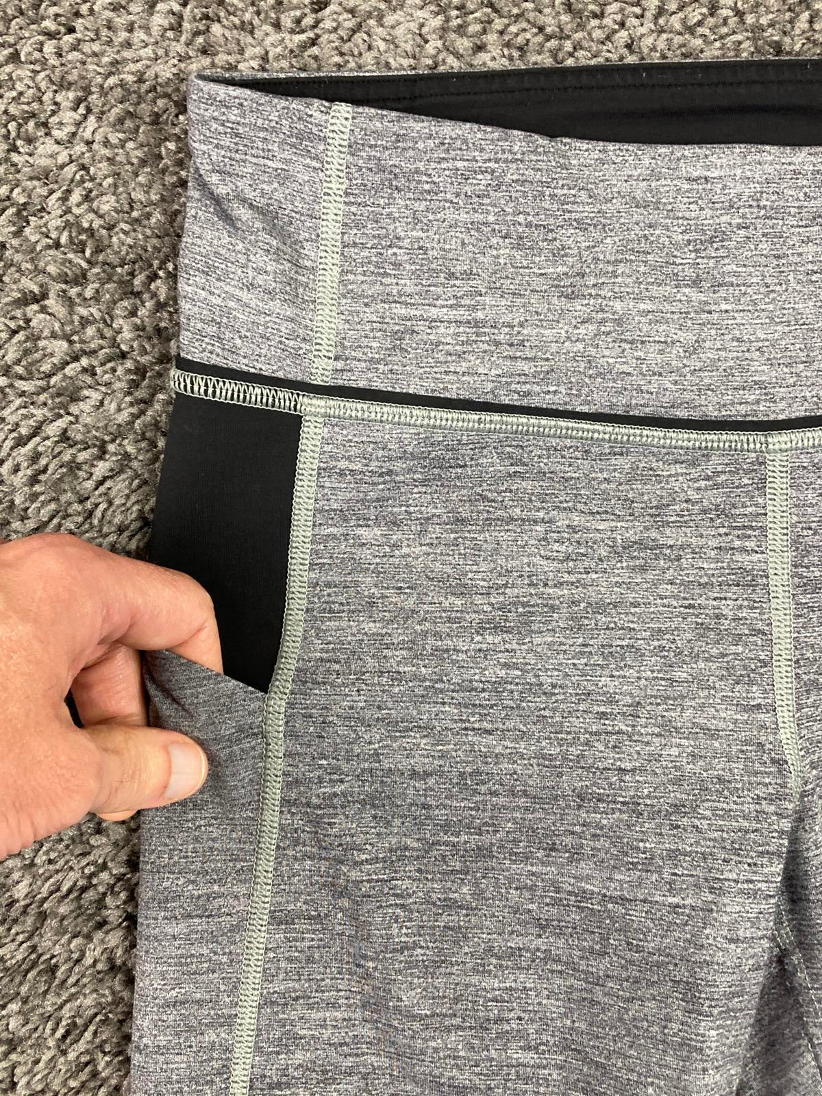 Lululemon Pace Rival Crop 22" Leggings Heathered Black Gray Mesh Pockets Sz 6