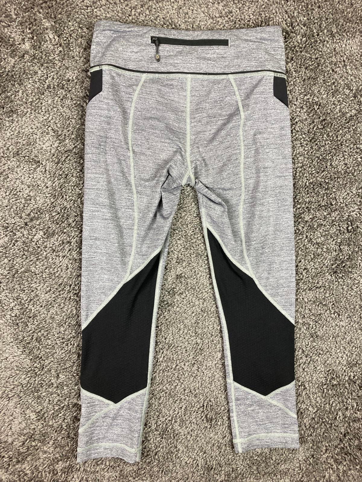 Lululemon Pace Rival Crop 22" Leggings Heathered Black Gray Mesh Pockets Sz 6