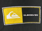 Quiksilver Men’s-Shirt Black Yellow Logo Distressed Graphic Surf Skate Tee XLT