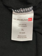 Quiksilver Men’s-Shirt Black Yellow Logo Distressed Graphic Surf Skate Tee XLT