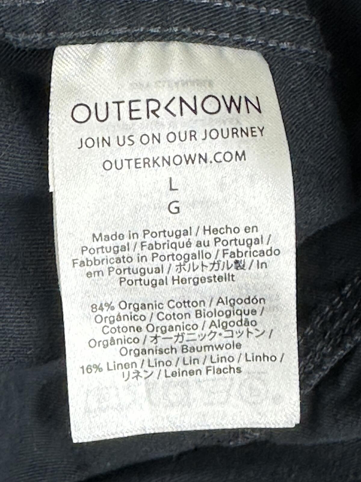 Outerknown Station Jumpsuit Womens Black Organic Cotton Linen Utility Coverall L