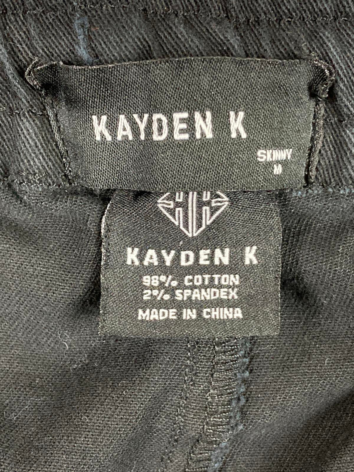 Kayden K Men's Black Skinny Pants Camo Side Stripe Ankle Zip Drawstring Size M