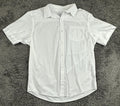 George Mens Dress Shirt White Short Sleeve Classic Fit Cotton Blend Button Up XL