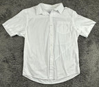 George Mens Dress Shirt White Short Sleeve Classic Fit Cotton Blend Button Up XL