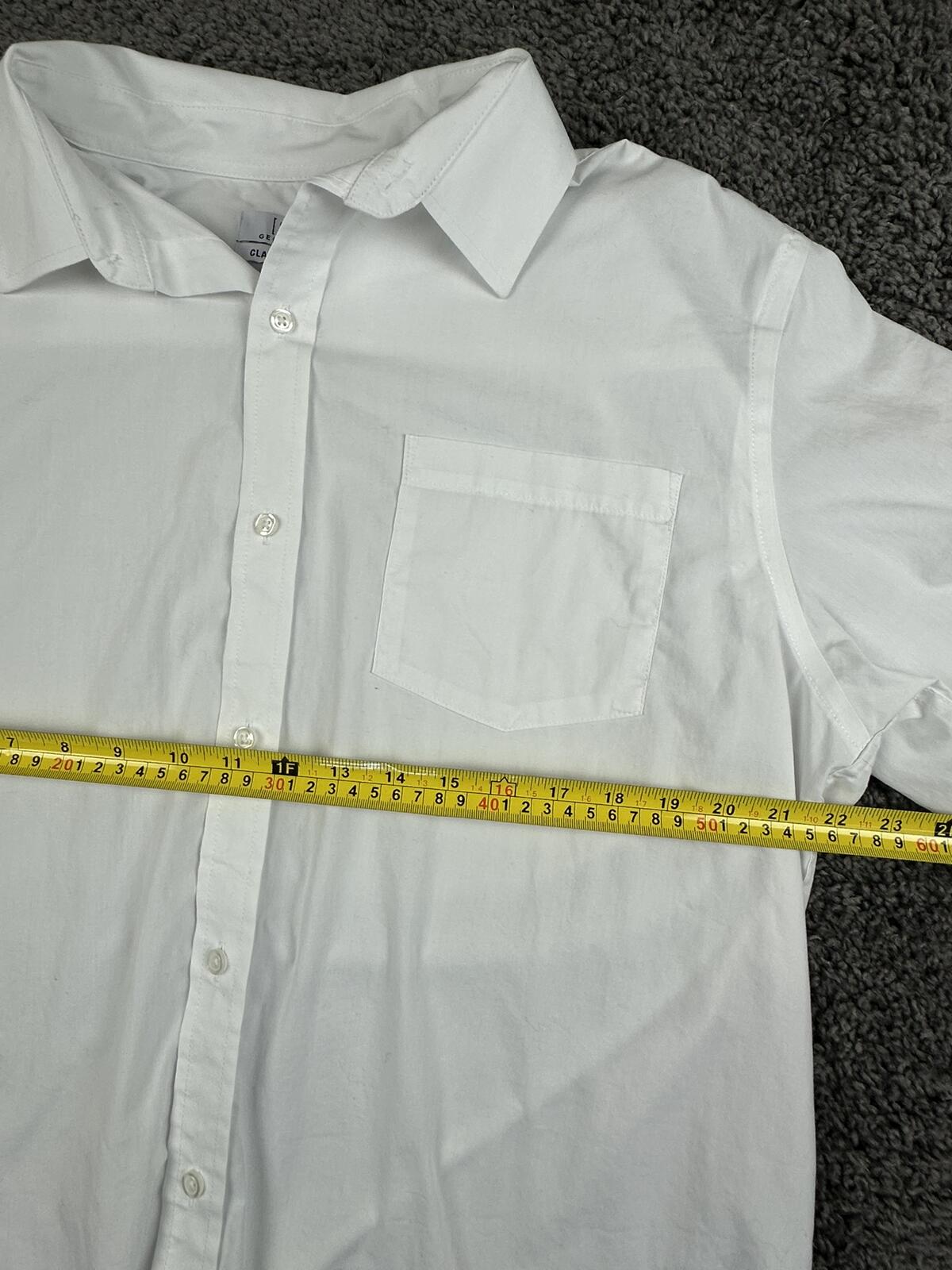 George Mens Dress Shirt White Short Sleeve Classic Fit Cotton Blend Button Up XL
