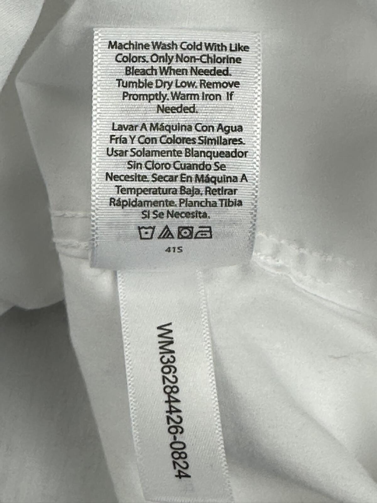 George Mens Dress Shirt White Short Sleeve Classic Fit Cotton Blend Button Up XL