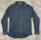TravisMathew Cloud Flannel Button Up Shirt Mens Black Long Sleeve Sz Large