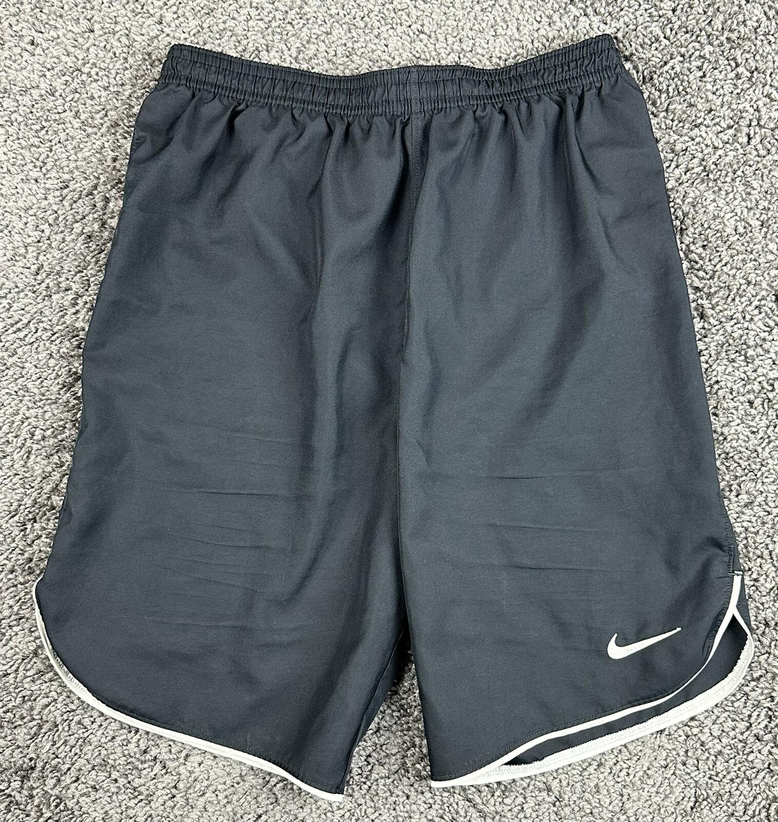 Nike Dri-FIT Shorts Youth  Black White Swoosh Running Athletic Shorts Sz XL