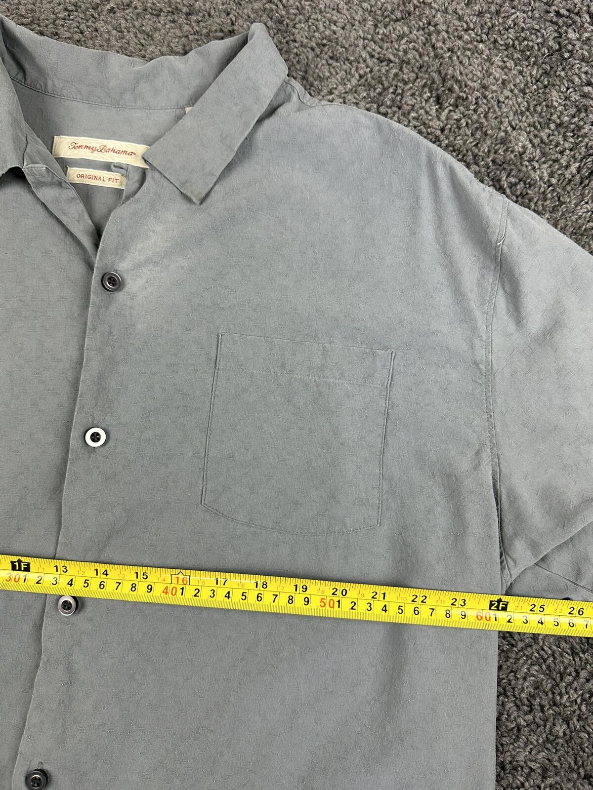 Tommy Bahama Shirt Men Gray 100% Silk Original Fit Camp Button Up Sz XXL