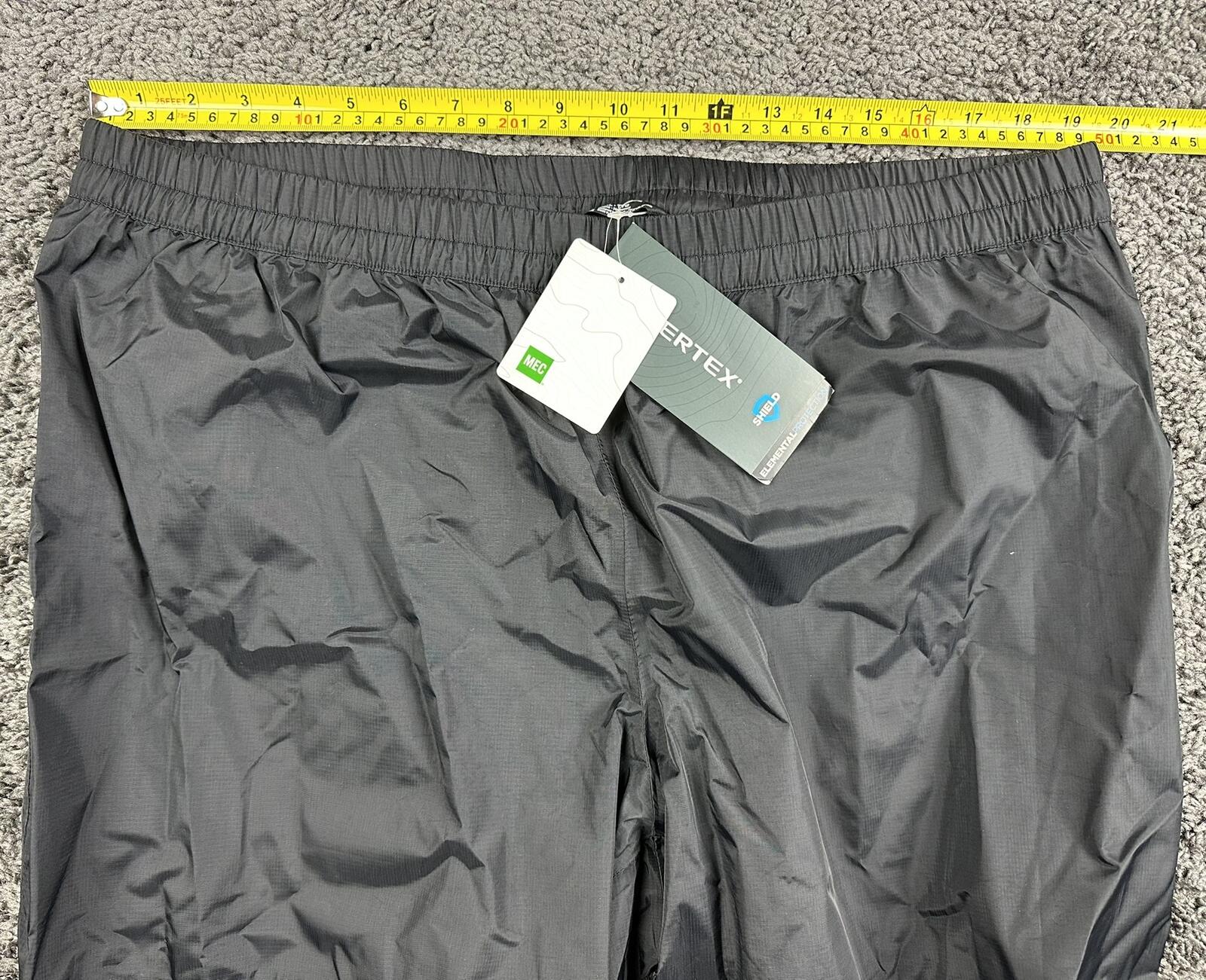 NWT MEC Aquanator Rain Pants Black Pertex Shield Waterproof Hiking Shell XXL NWT