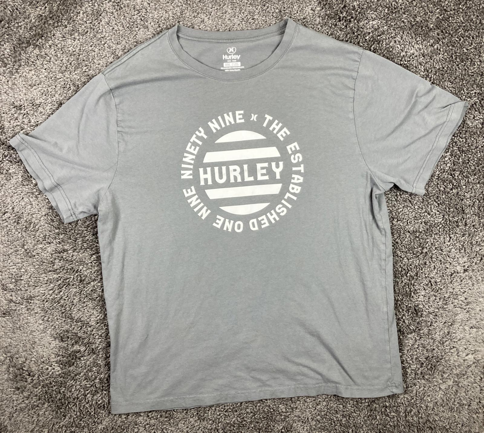 Hurley Mens Gray Graphic T-Shirt Short Sleeve 100% Cotton Established 1999 XXL
