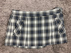 Guess Women Plaid Mini Skirt Size 28 Blue Gray Y2K Style Zip Closure